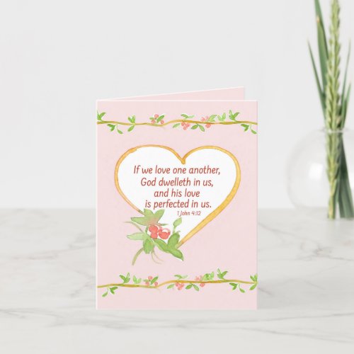 Religious Valentines Day Bible Verse John 4 12   Holiday Card