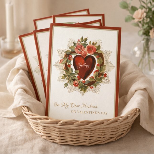 Religious Valentines Day Husband Hearts Roses Holiday Card (Creator Uploaded)