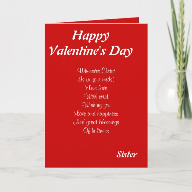 Religious valentine's day sister holiday card (Front)