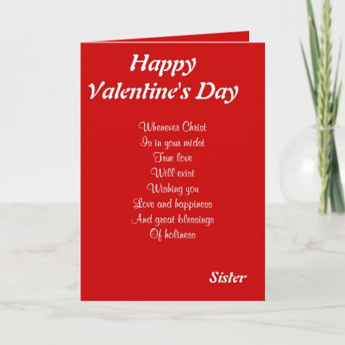 Religious valentines day sister holiday card