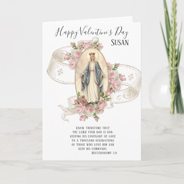 Religious | Valentines Day  | Virgin Mother Mary Card (Front)