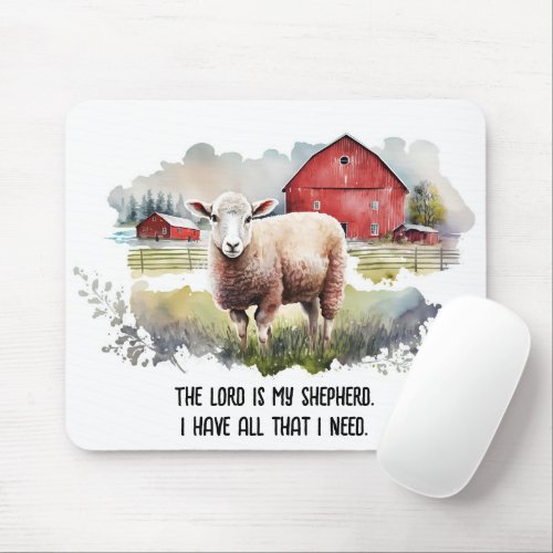 Religious Verse With Sheep Mouse Pad