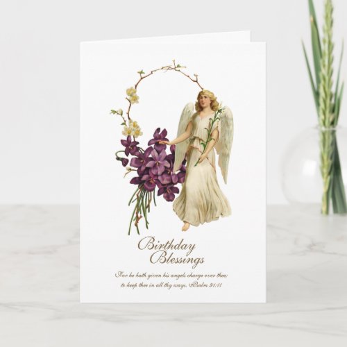 Religious Vintage Angel Birthday Scripture Quote Card