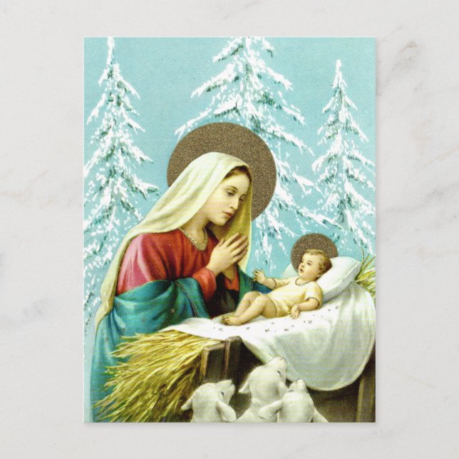 Religious Vintage Christmas Nostalgic Holiday Postcard (Front)