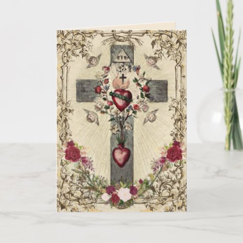 Religious Vintage Cross Prayer St Francis de Sales Card