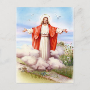 Religious vintage Easter, Jesus the shepherd Holiday Postcard