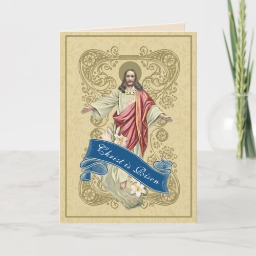 Religious Vintage Easter Resurrection Floral Lace  Holiday Card