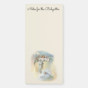 Religious Vintage Guardian Angel Baby Babysitter Magnetic Notepad