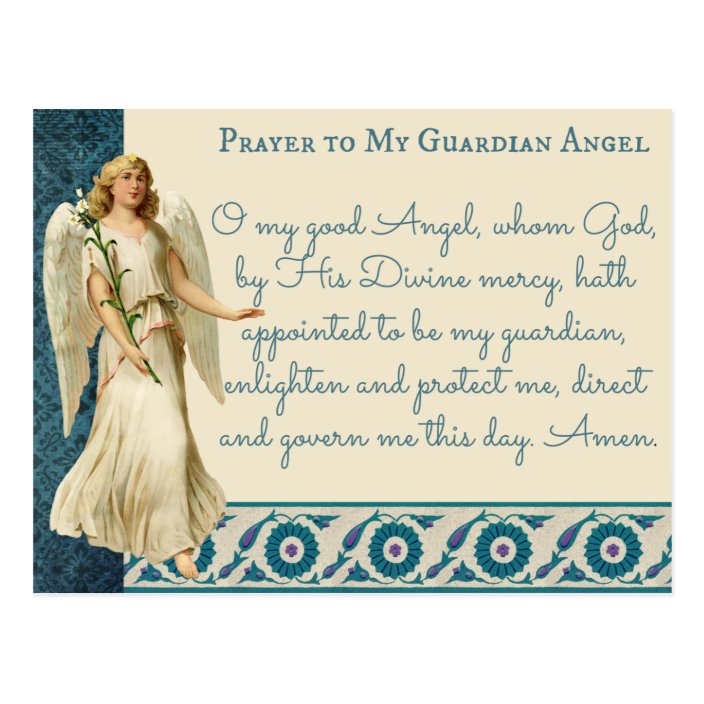 Religious Vintage Guardian Angel prayer Postcard | Zazzle.com