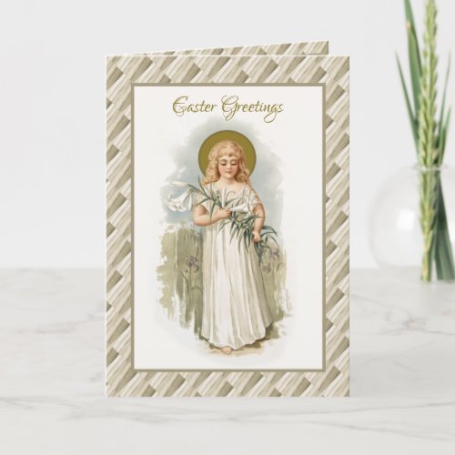 Religious Vintage Happy  Easter Virgin Mary Pascha Card