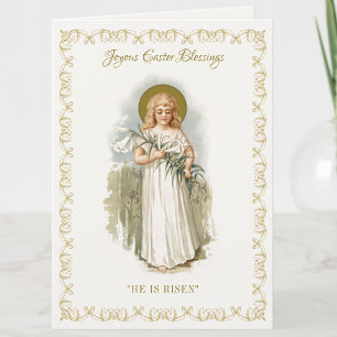 Religious Vintage Happy Easter Virgin Mary Pascha Card