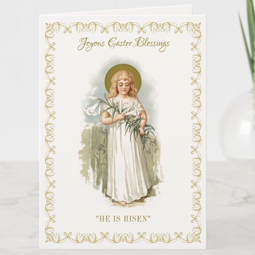 Religious Vintage Happy  Easter Virgin Mary Pascha Card