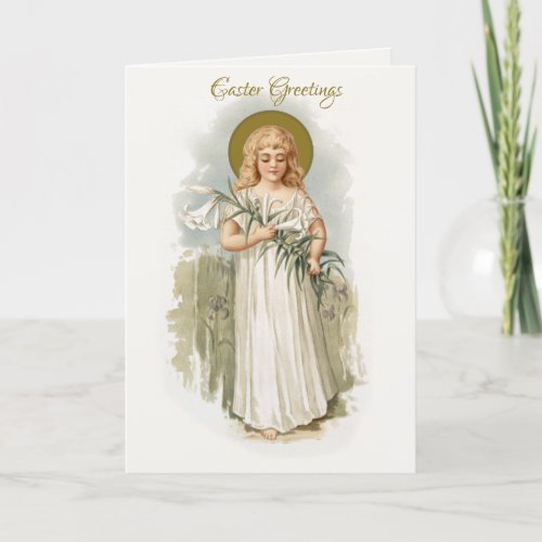 Religious Vintage Happy  Easter Virgin Mary Pascha Card