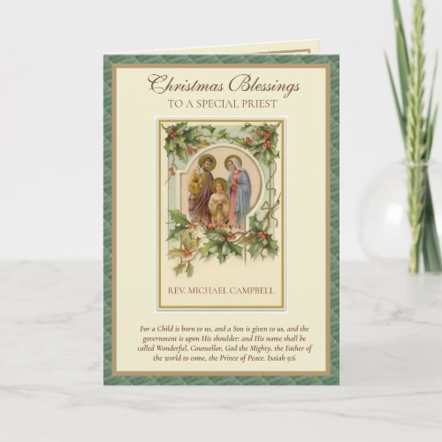 Religious Vintage Holy Family Catholic Priest Holiday Card