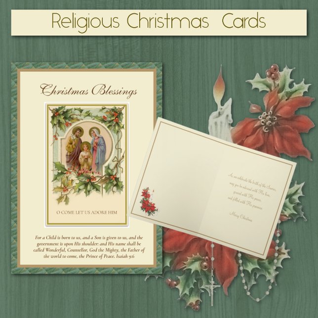 Religious Vintage Holy Family Catholic Scripture Holiday Card (Traditional Vintage Catholic Religious Christmas Cards )