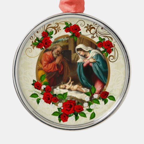 RELIGIOUS VINTAGE NATIVITY JESUS  CERAMIC ORNAMENT