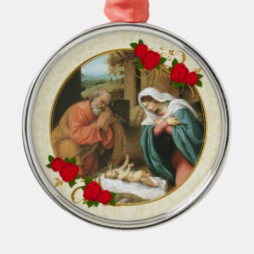 RELIGIOUS VINTAGE NATIVITY JESUS  CERAMIC ORNAMENT