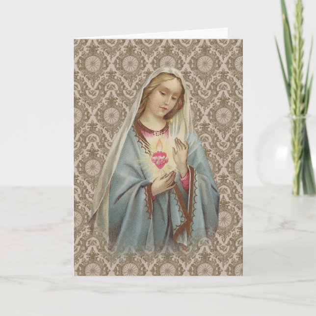 Religious Vintage Virgin Mary Catholic Card (Front)