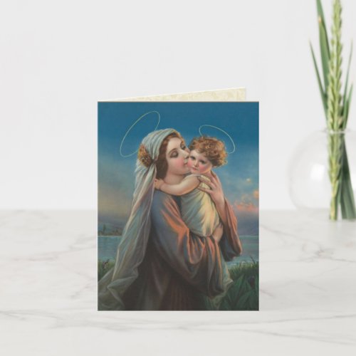 Religious Vintage Virgin Mary Child Jesus Card