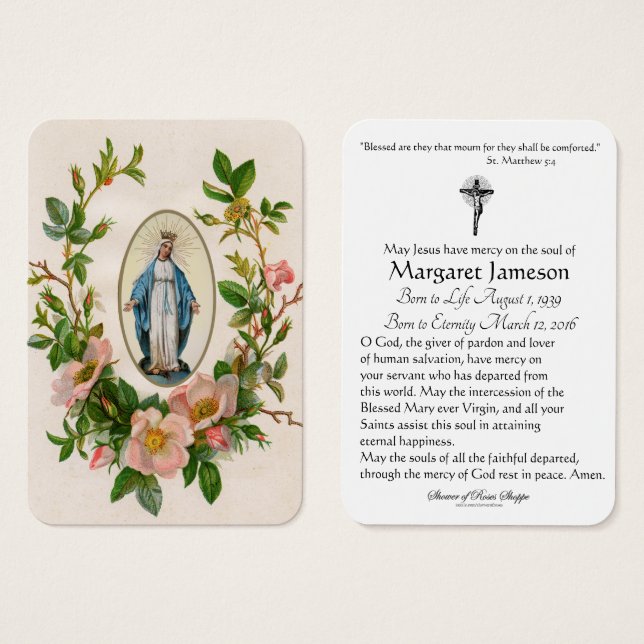 Religious Vintage Virgin Mary Floral Funeral (Front & Back)