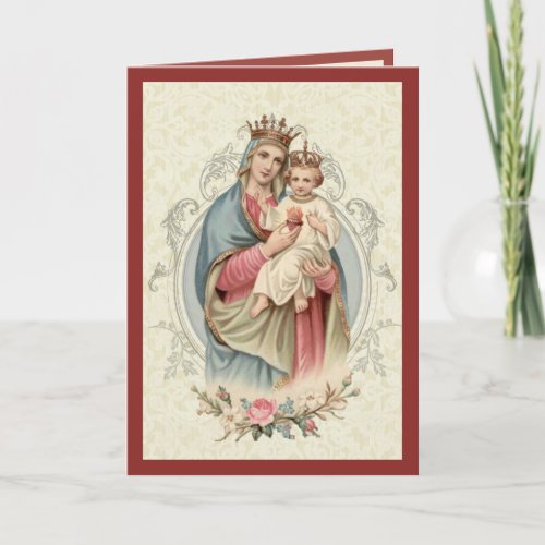 Religious Vintage Virgin Mary Jesus Rosary Card