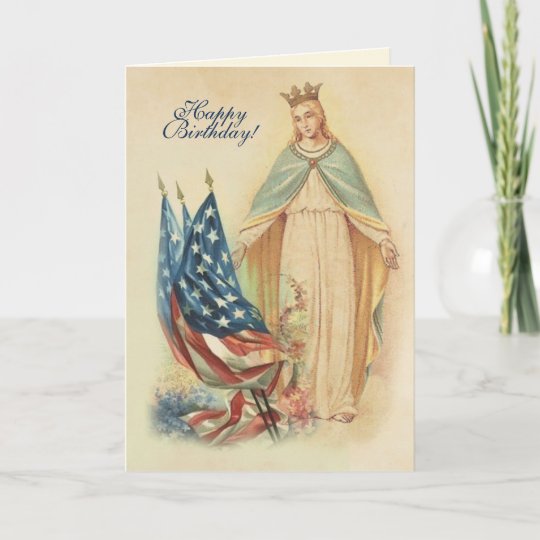 Religious Virgin Mary American Flag Vintage Prayer Card Zazzle Com