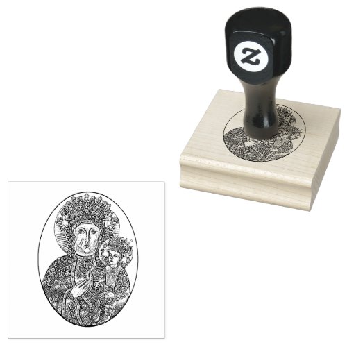 Religious Virgin Mary Black Madonna Jesus Rubber Stamp