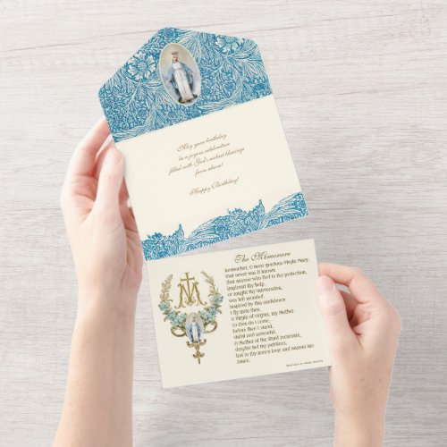 Religious Virgin Mary Blue Anniversary Vintage All All In One Invitation