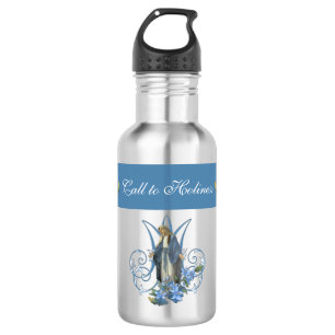 Religious Virgin Mary Blue Flower 18 oz. Stainless Steel Water Bottle