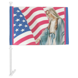 Religious Virgin Mary Catholic American Flag