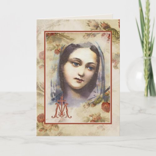 Religious Virgin Mary Catholic Floral Card