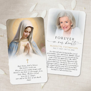 Religious Virgin Mary Cross Funeral Prayer Card