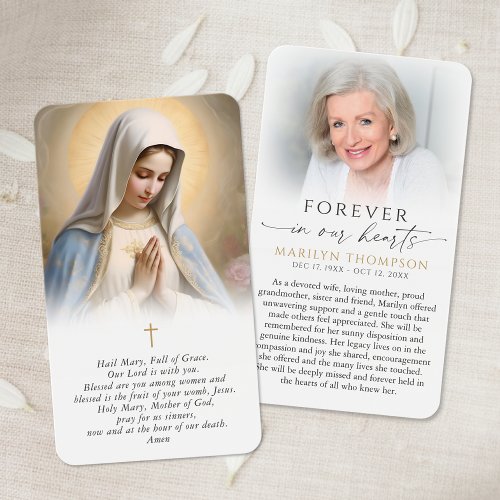 Religious Virgin Mary Cross Funeral Prayer Card