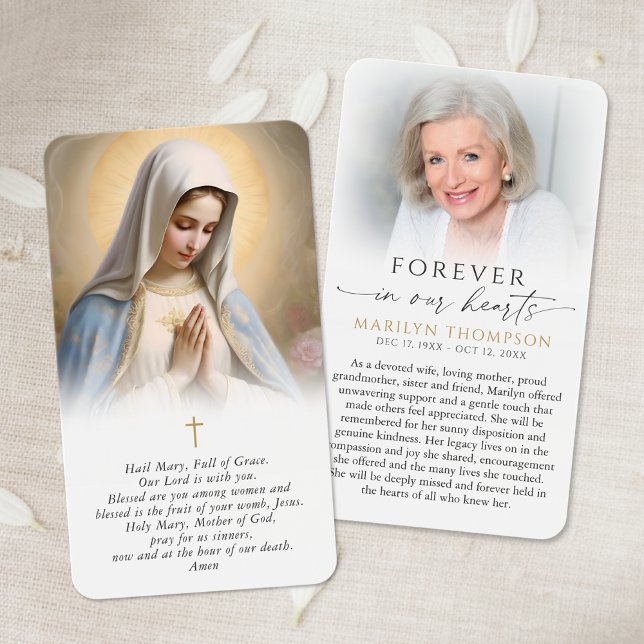 Religious Virgin Mary Cross Funeral Prayer Card (Creator Uploaded)