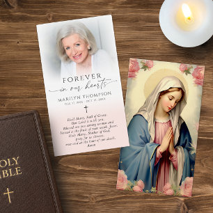 Religious Virgin Mary Cross Photo Prayer Card