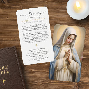 Religious Virgin Mary Cross Sympathy Prayer Card