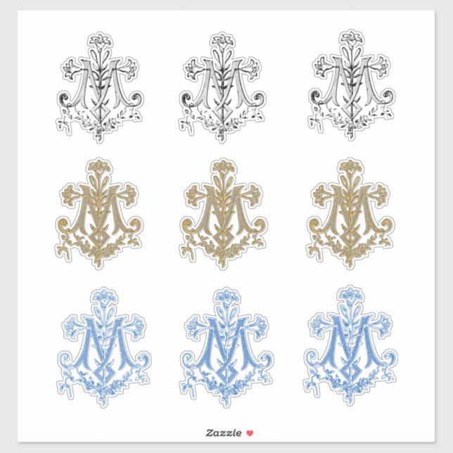 Religious Virgin Mary Floral Elegant Vinyl Sticker (Sheet)