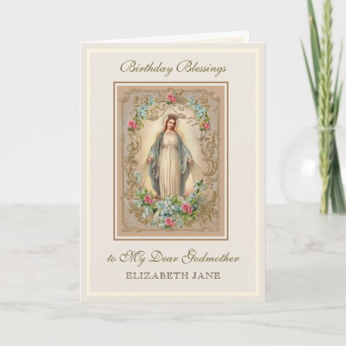 Religious Virgin Mary floral Godmother Card