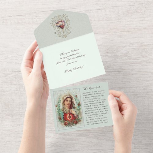 Religious Virgin Mary Floral Vintage Birthday  All In One Invitation