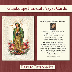 Religious Virgin Mary Funeral Guadalupe Place Card