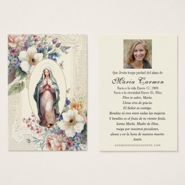 Religious Virgin Mary Funeral Memorial Prayer  (Front & Back)