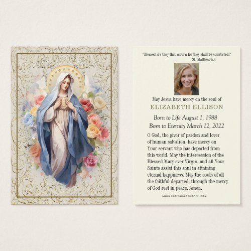 Religious Virgin Mary Funeral Prayer Card