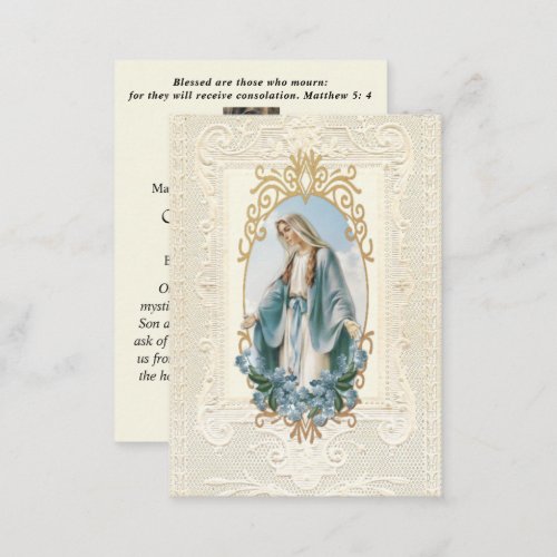 Religious Virgin Mary  Funeral Prayer  Place Card