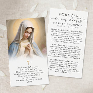 Religious Virgin Mary Funeral Sympathy Prayer Card