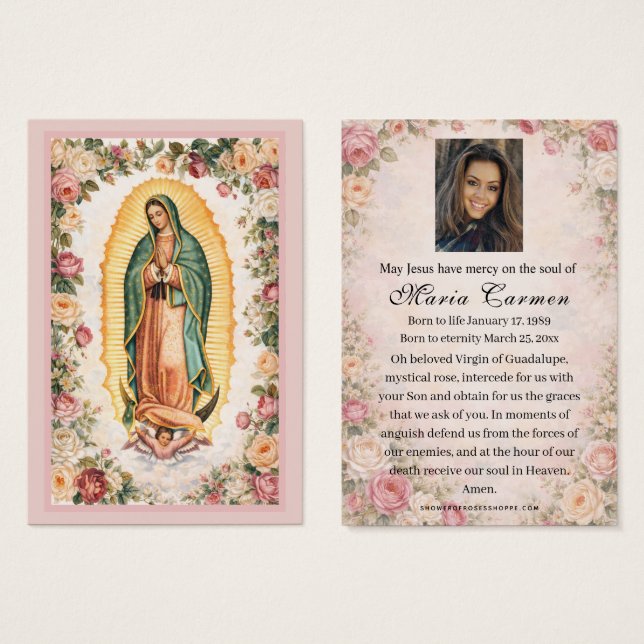Religious Virgin Mary Guadalupe Catholic Funeral (Front & Back)