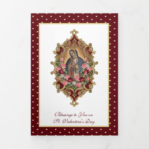 Religious Virgin Mary Guadalupe Prayer Valentine T Tri_Fold Card