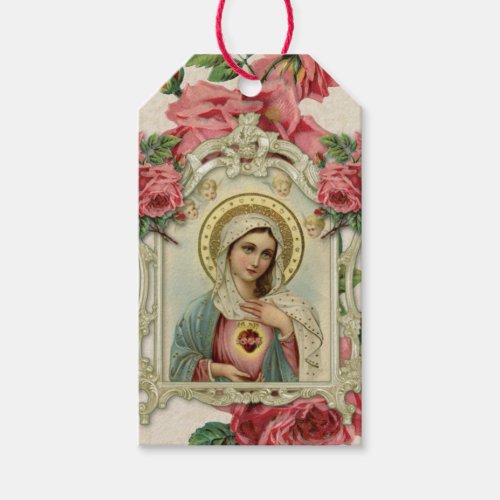 Religious Virgin Mary Immaculate Heart Roses Gift Tags