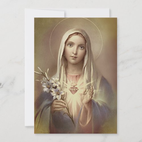 Religious Virgin Mary Immaculate Heart Vintage  Thank You Card