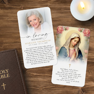 Religious Virgin Mary In Loving Memory Prayer Card