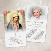 Religious Virgin Mary In Loving Memory Prayer Card